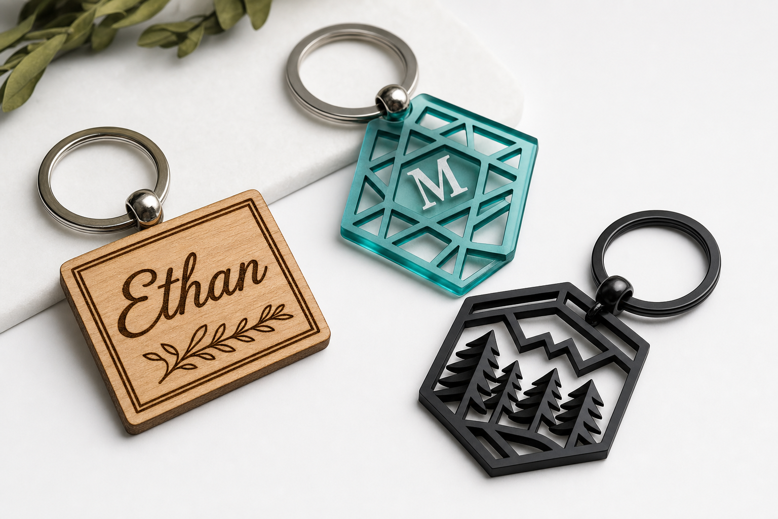 Custom Laser Cut Keychain — Wood or Acrylic