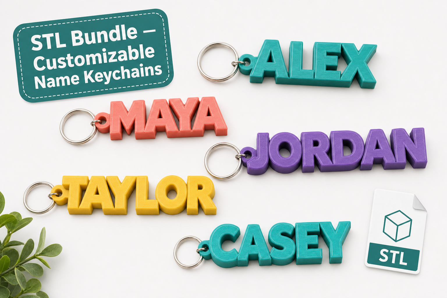 Custom 3D printed name keychain made by ELT Custom Creations