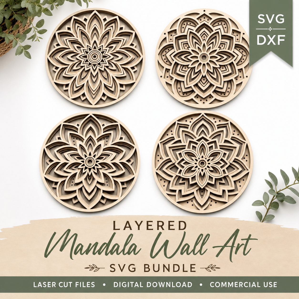 Layered mandala wall art laser cut by ELT Custom Creations