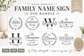 Family Name Sign SVG Bundle - instant digital download, SVG DXF PNG