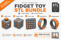 Fidget Toy STL Bundle - Fidget Cube, Infinity Cube, Pop-It, Snap Bracelet, Spinner Ring - instant download