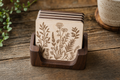 Engraved Wood Coaster Set (4) with Holder