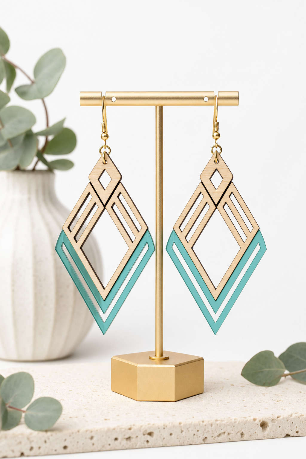 Laser-Cut Wood & Acrylic Earrings — handcrafted laser-cut earrings