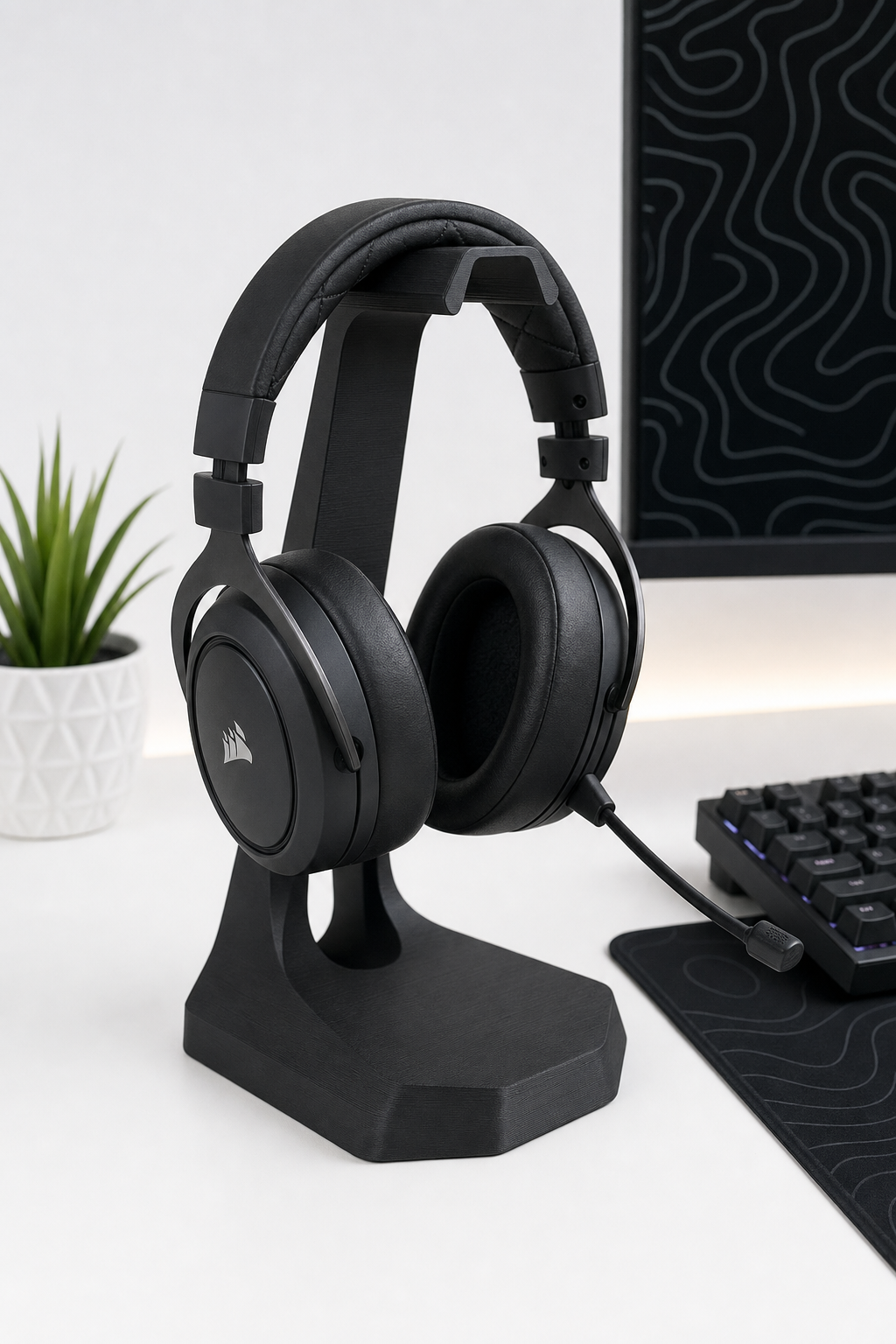 Headphone & Headset Stand — custom 3D printed desk organizer