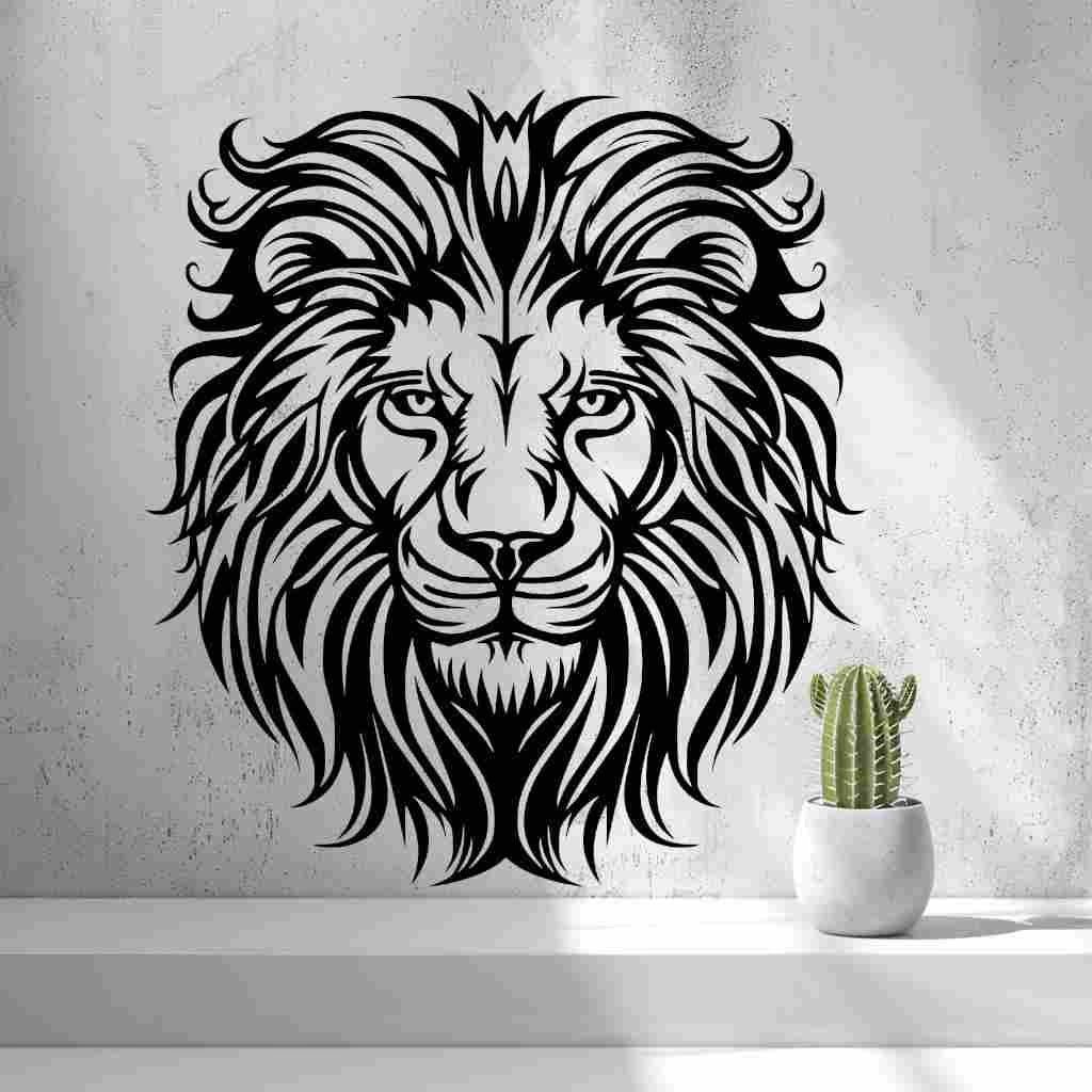 2d Lion Head Wall Art