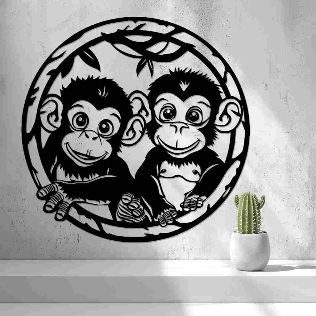 2d Baby Monkeys Wall Art