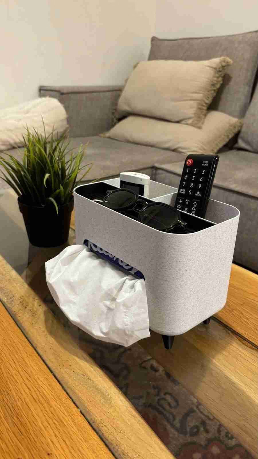 Living Room Organizer With Napkin Slot, Remotes & Essentials Storage