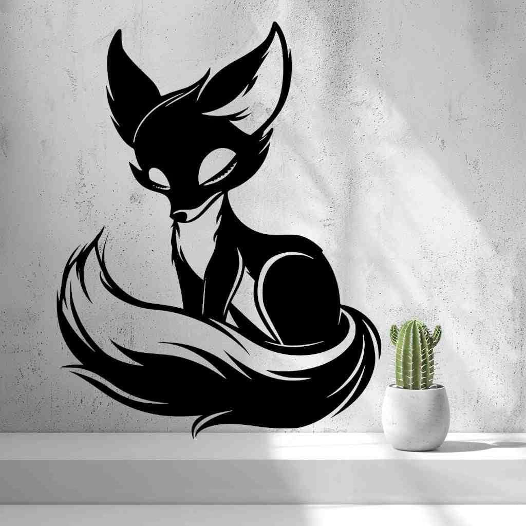 2d Cute Fox Wall Art